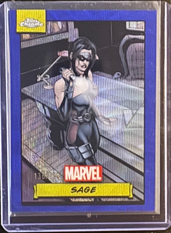 2024 Topps Chrome Marvel Sage #132 Blue Wave Refractor 136/150 2024 Topps Chrome Marvel Sage #132 Blue Wave Refractor 136/150