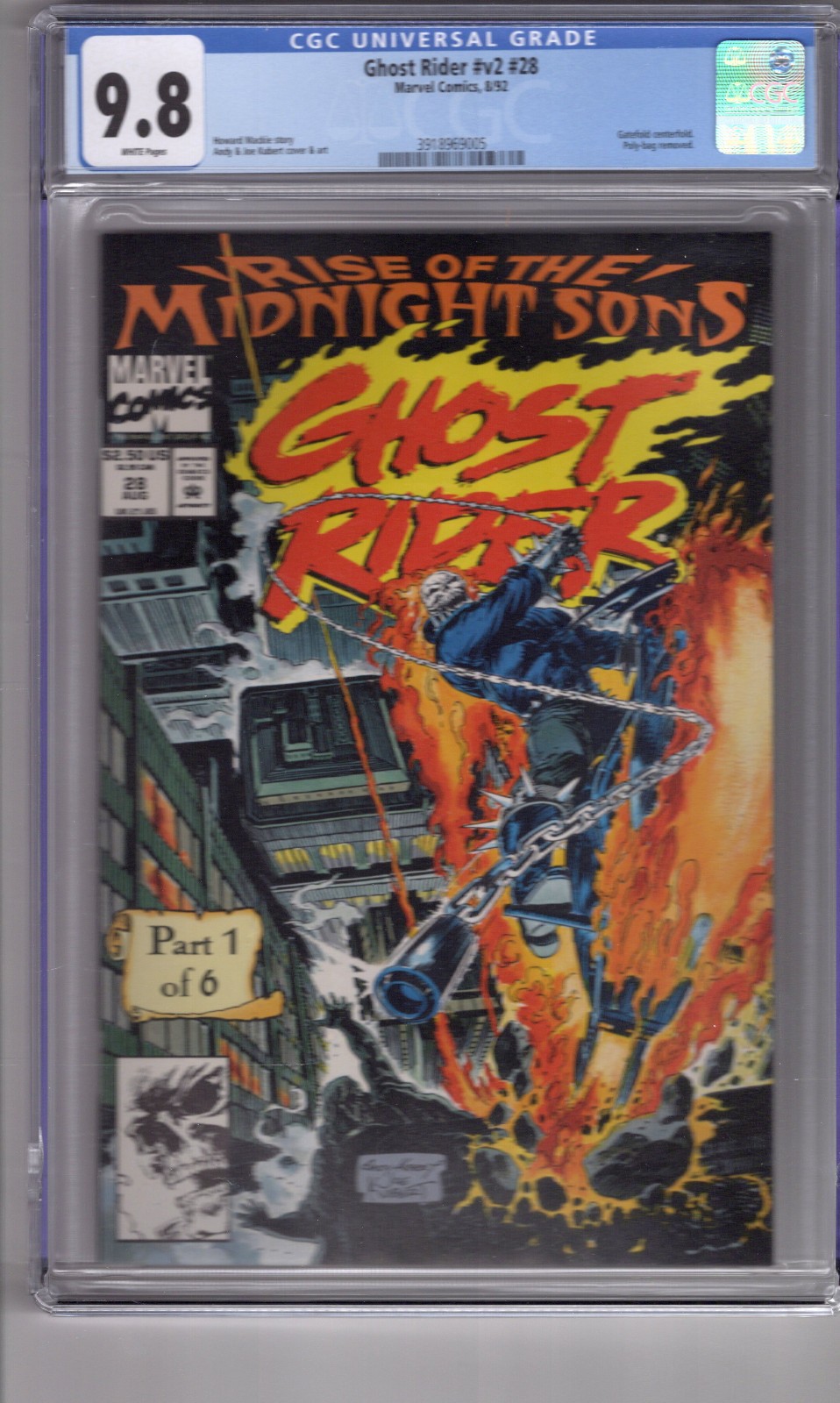 Ghost Rider 28 (1992) 9.8 CGC  '1St App Lillith & Midnight Sons' Kubert Cover