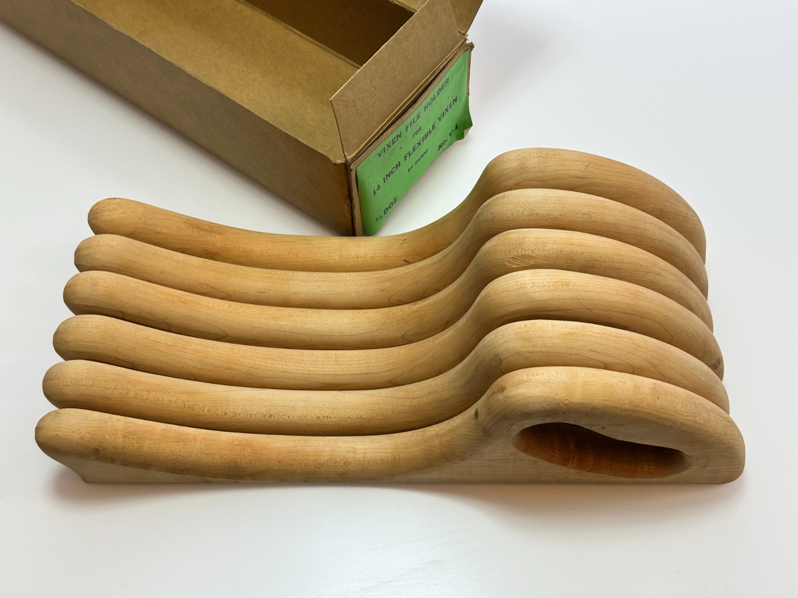 NOS Heller VIXEN 6pc V-1 Wood File Holder Set Lot Box, Auto Body 14" Flexible
