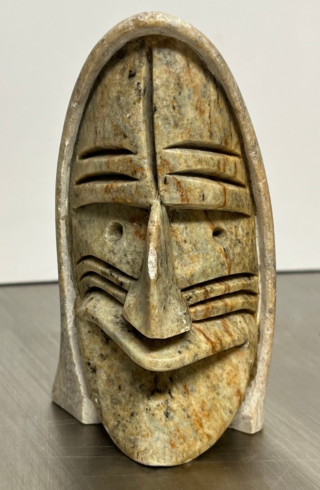 Native Iroquois Stone Art Sculpture Carving 2 Face SIX NATIONS Used Native Iroquois Stone Art Sculpture Carving 2 Face SIX NATIONS Used