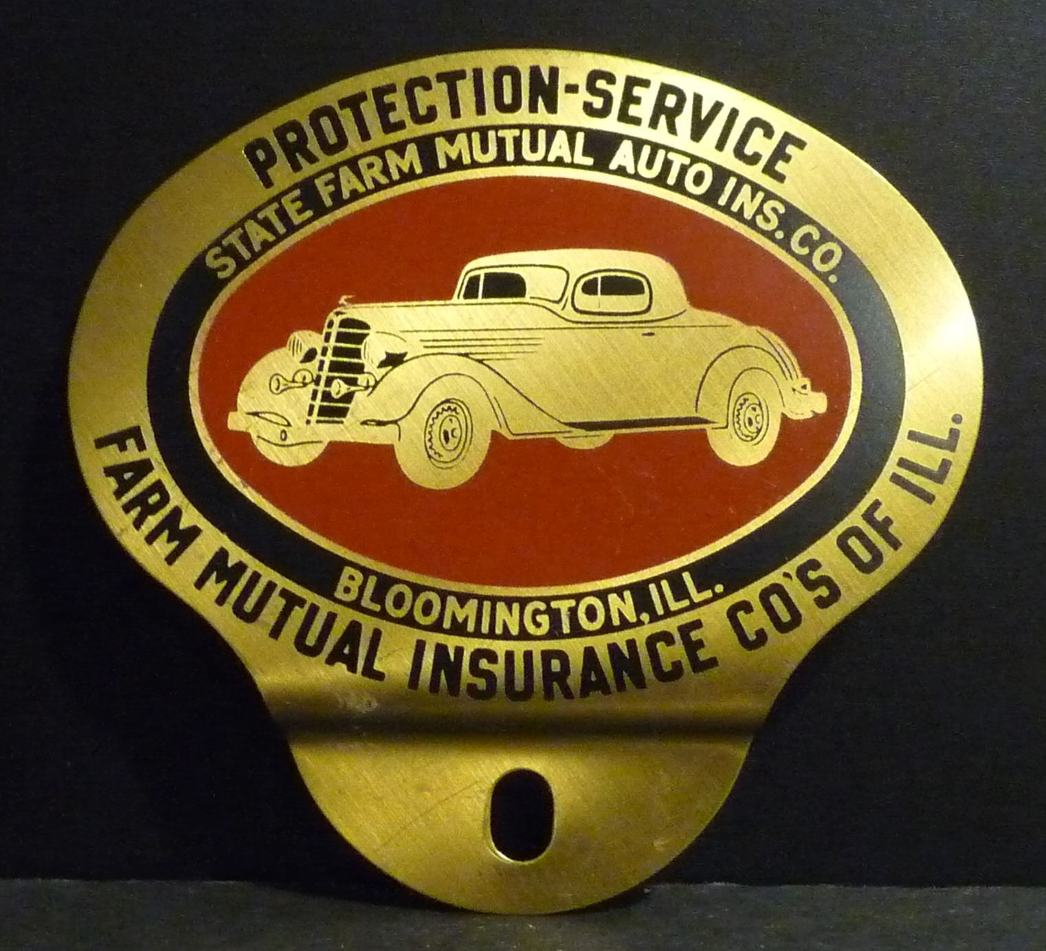 Vintage 1930's-1940's State Farm Insurance License Plate Topper Badge Emblem NOS Vintage 1930's-1940's State Farm Insurance License Plate Topper Badge Emblem NOS