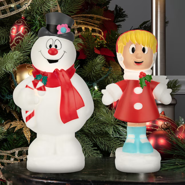 Frosty The Snowman And Karen Blow Mold Light Up Lowe's 2026 Pair 12"