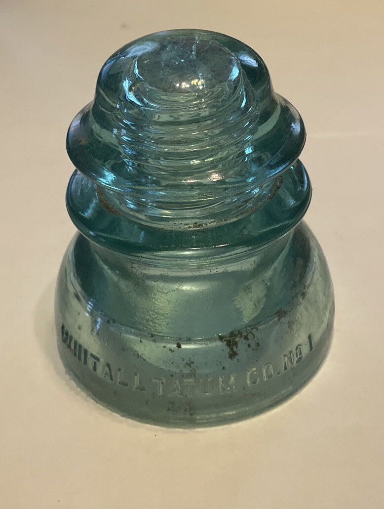 VINTAGE WHITTALL TATUM AQUA GLASS CO. #1 MADE IN USA 44 VINTAGE WHITTALL TATUM AQUA GLASS CO. #1 MADE IN USA 44