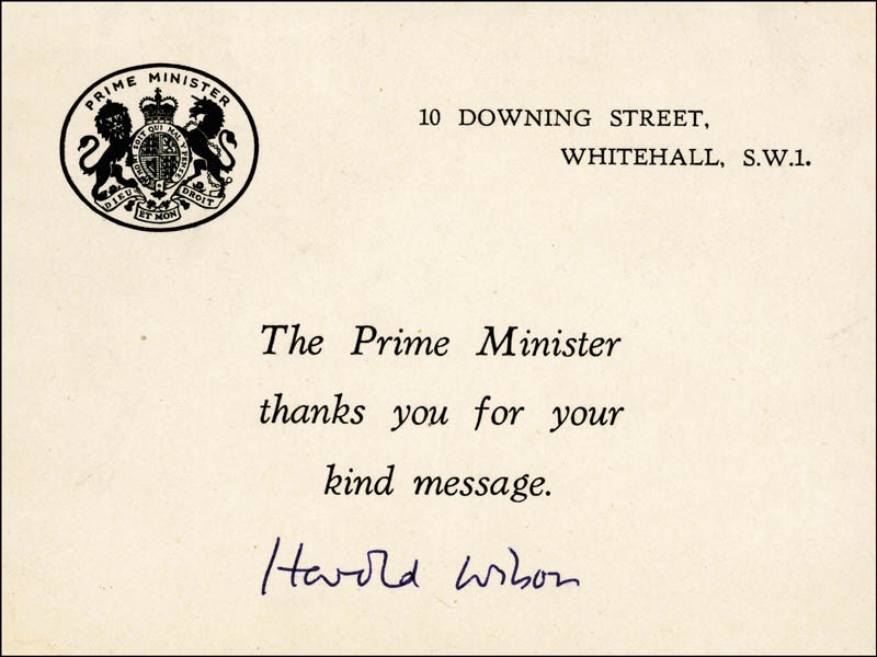 HAROLD WILSON (GREAT BRITAIN) - TYPED SENTIMENT SIGNED HAROLD WILSON (GREAT BRITAIN) - TYPED SENTIMENT SIGNED