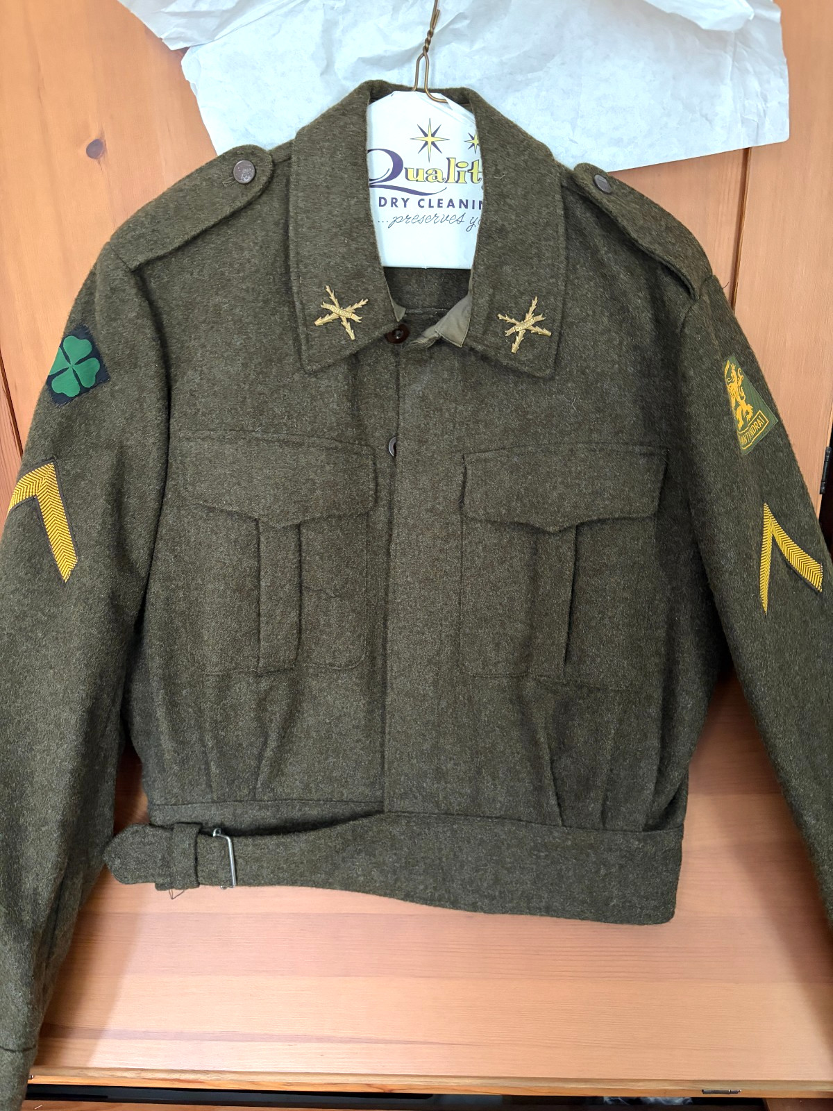 1958 Dutch Military Motecht Mitin Wool Jacket Army Green w "Chasse" Collar pins 1958 Dutch Military Motecht Mitin Wool Jacket Army Green w "Chasse" Collar pins