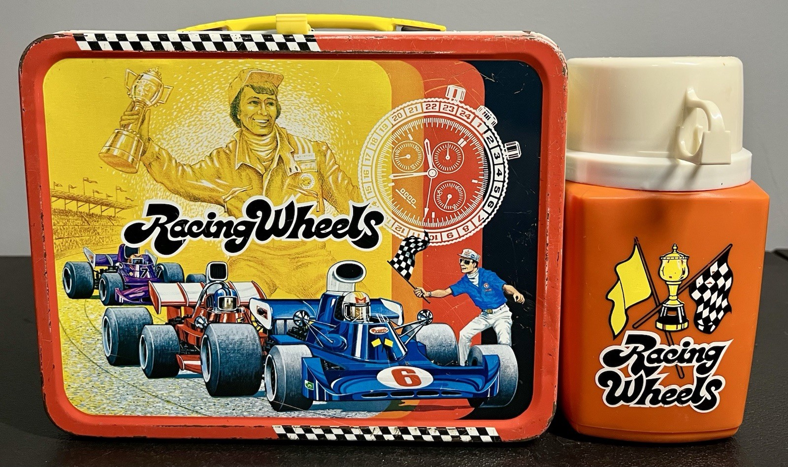 1977 King-Seeley Racing Wheels Metal Lunchbox & Thermos 1977 King-Seeley Racing Wheels Metal Lunchbox & Thermos