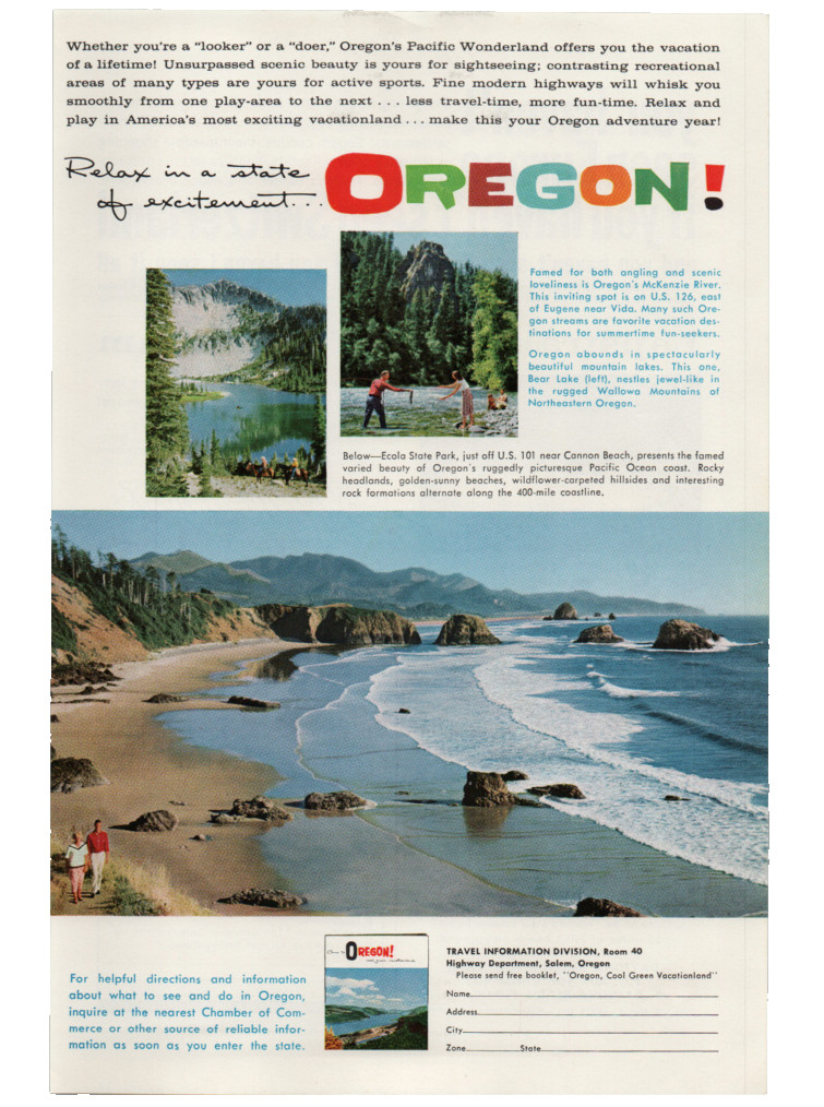 Vintage Oregon Travel 1960 Print Ad Pacific Wonderland McKenzie River Bear Lake Vintage Oregon Travel 1960 Print Ad Pacific Wonderland McKenzie River Bear Lake