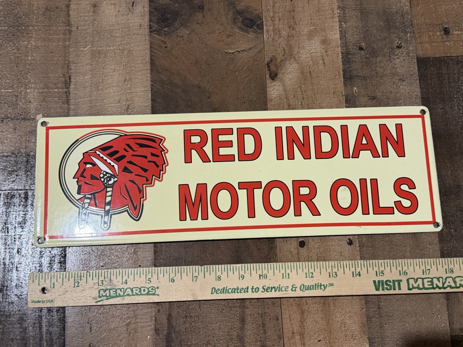 Vintage Style Red Indian Motor Oil Advertising Porcelain Sign Vintage Style Red Indian Motor Oil Advertising Porcelain Sign