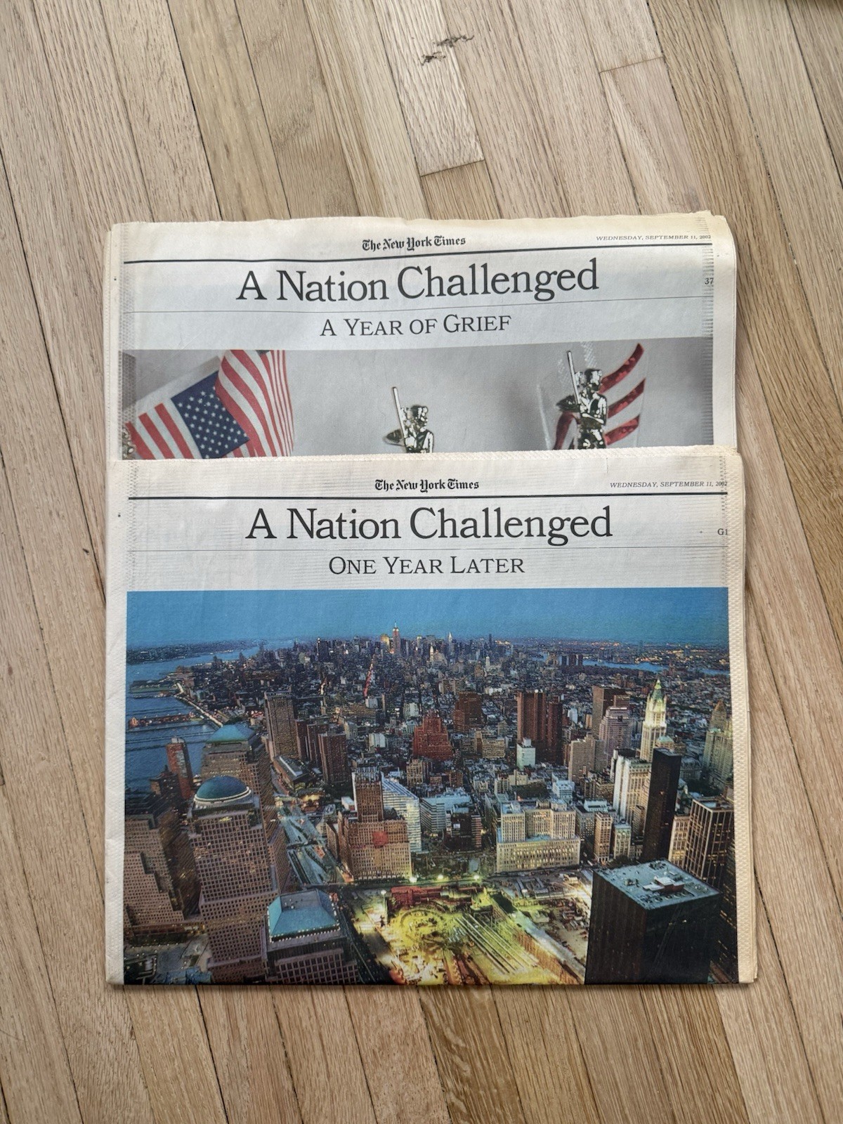 RARE NY Times Newspaper Sept 11 2002 A Nation Challenged One Year Later 9/11 LOT