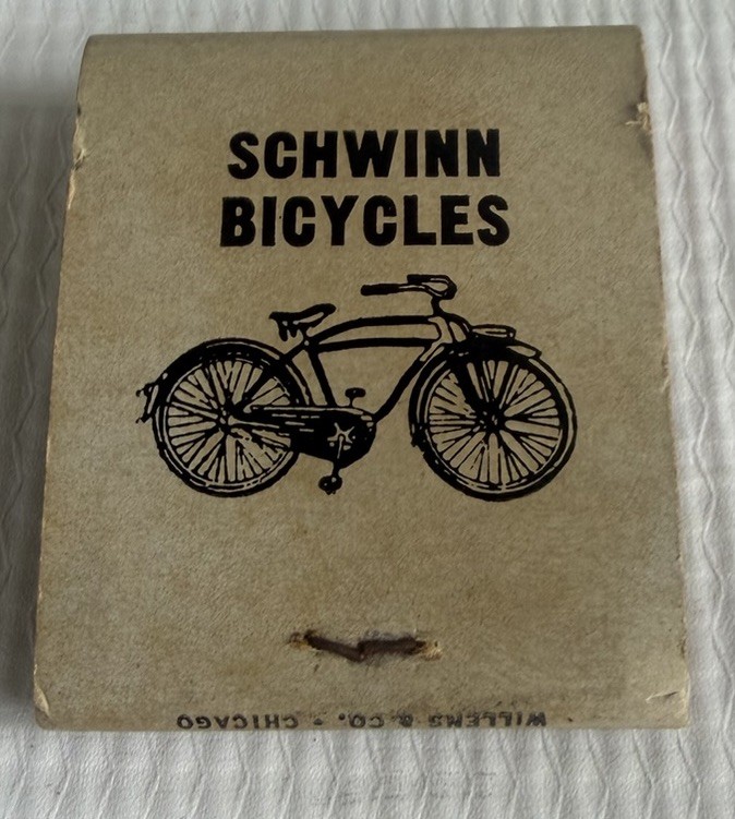 Vintage Schwinn Bicycle Match Book Unused. Falls Cycle Shop, Cuyahoga Falls Ohio Vintage Schwinn Bicycle Match Book Unused. Falls Cycle Shop, Cuyahoga Falls Ohio