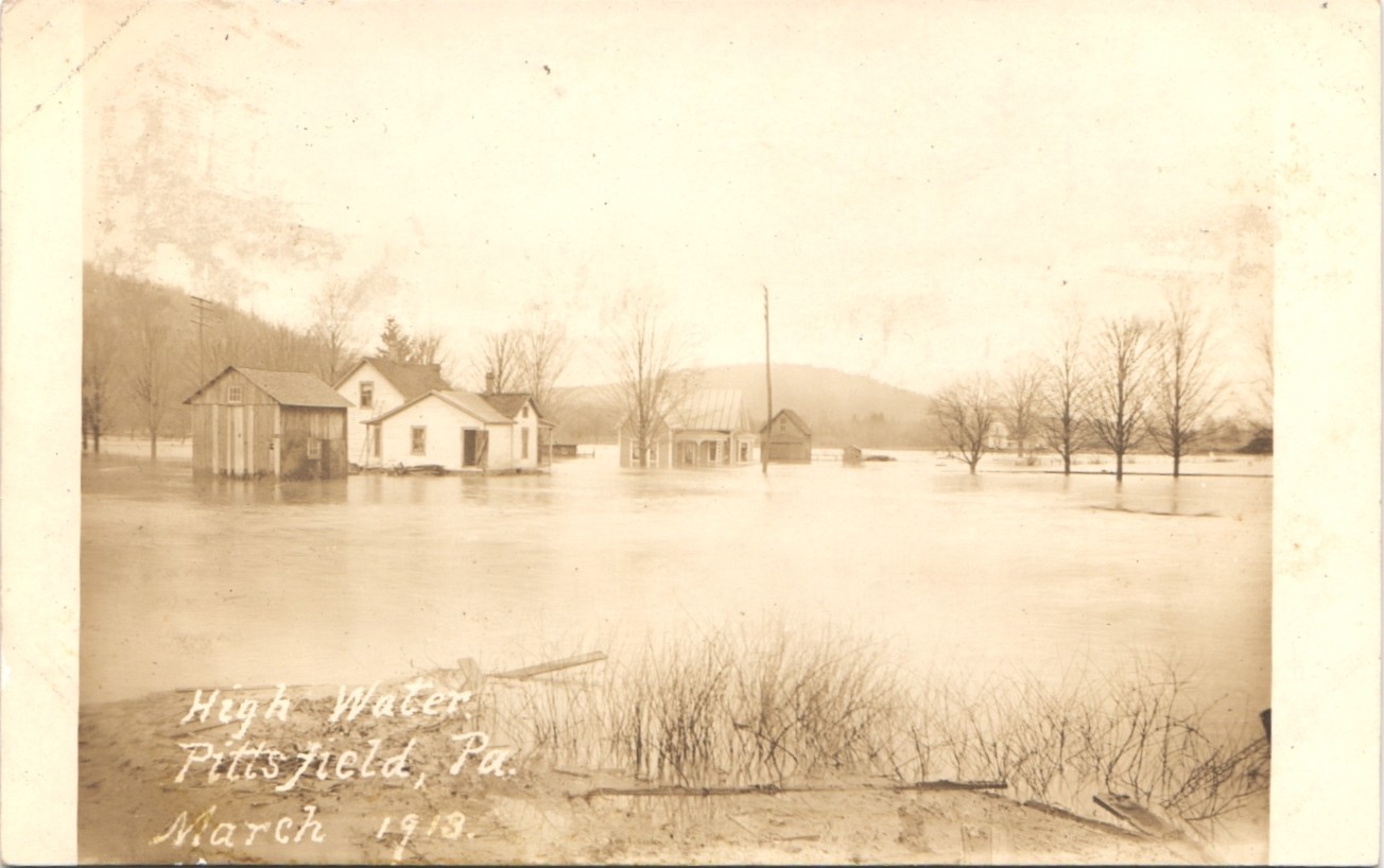 HIGH WATER pittsfield pa 1913 real photo postcard rppc pennsylvania flood