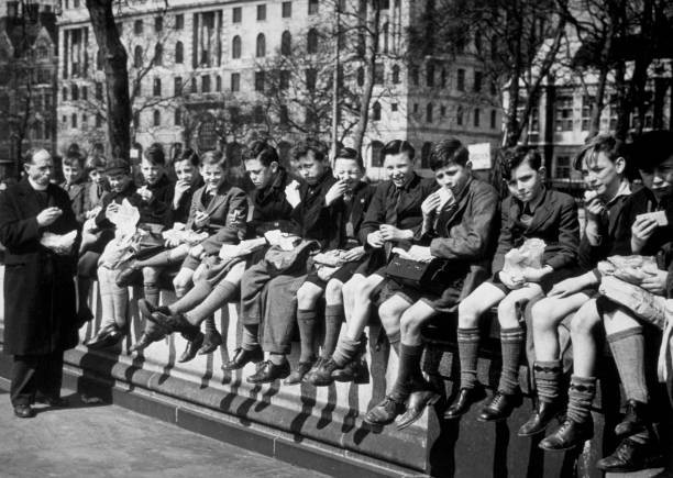 Choirboys of St Peter's Church Upton Cross London enjoying their l- Old Photo Choirboys of St Peter's Church Upton Cross London enjoying their l- Old Photo