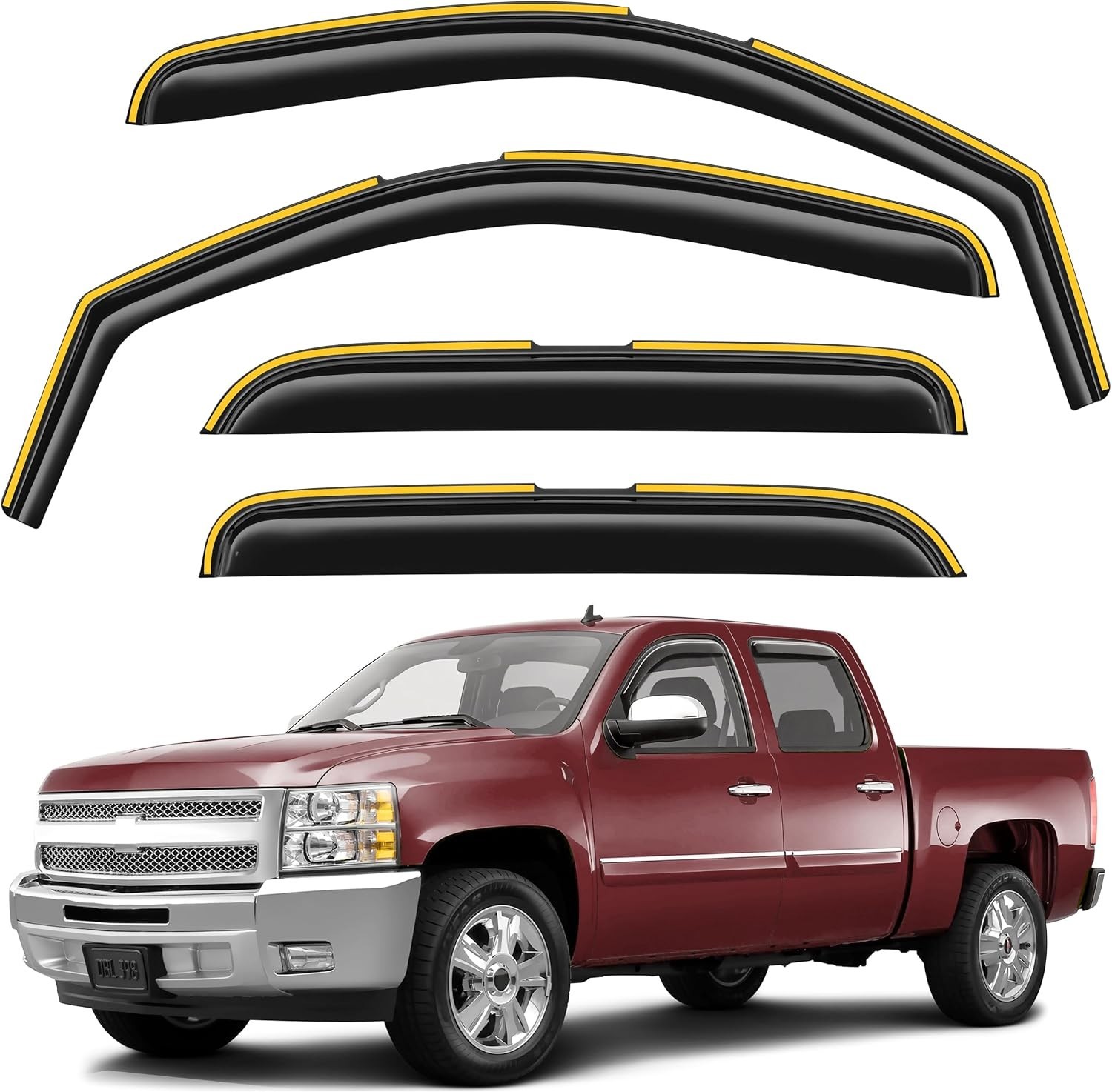 Rain Guards for Chevy Silverado/GMC Sierra 1500/Avalanche CrewCab 2007-2013 Sale