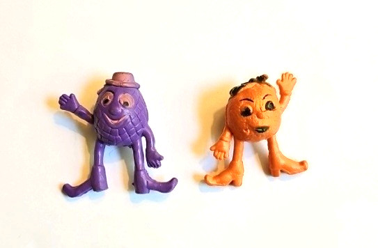 2 Vintage 1970s Munch Bunch Pencil Toppers Orange Purple Pineapple 2 Vintage 1970s Munch Bunch Pencil Toppers Orange Purple Pineapple