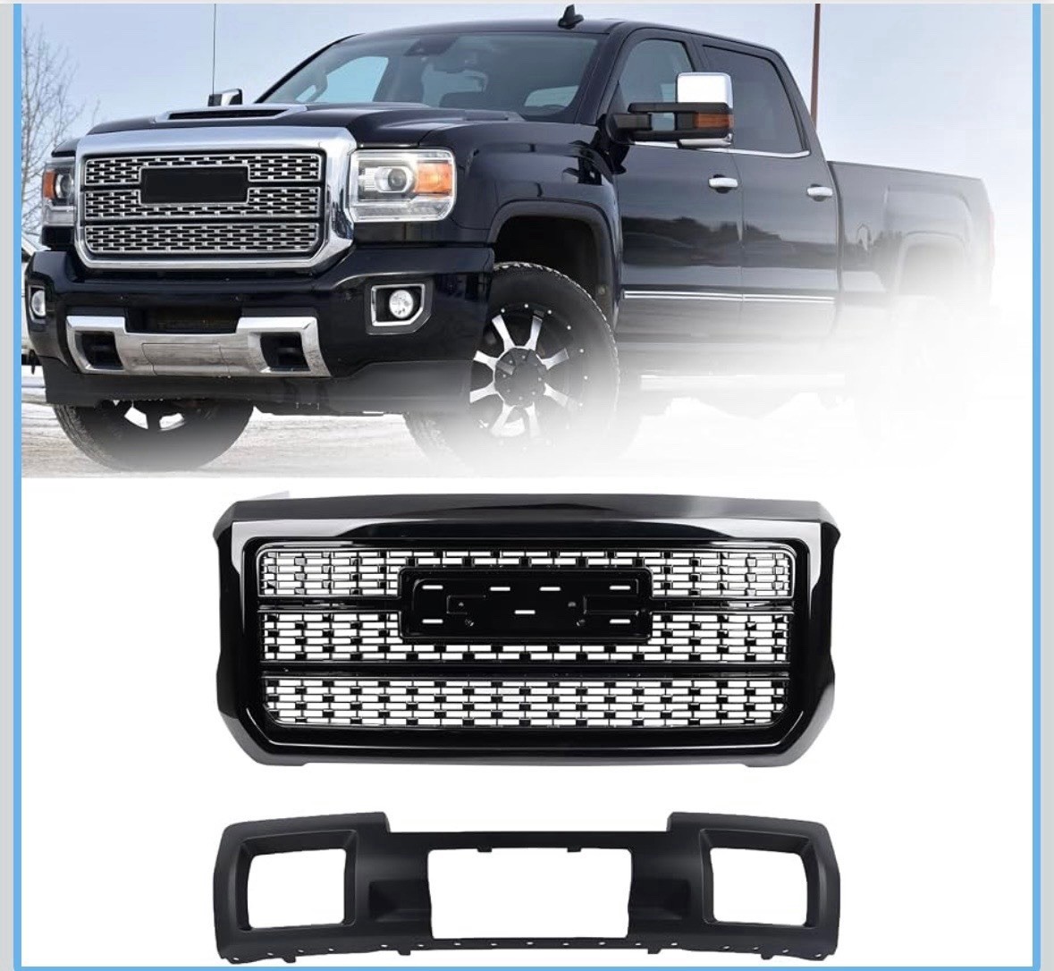 Front Bumper Grille GMC Sierra 2500HD 3500HD Denali 2015-2019 | 2 Piece