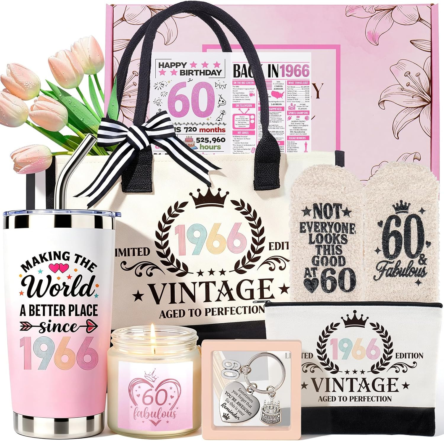 60Th Birthday Gifts for Women, Vintage 1966 Birthdays Gift for Her, Cool 60
