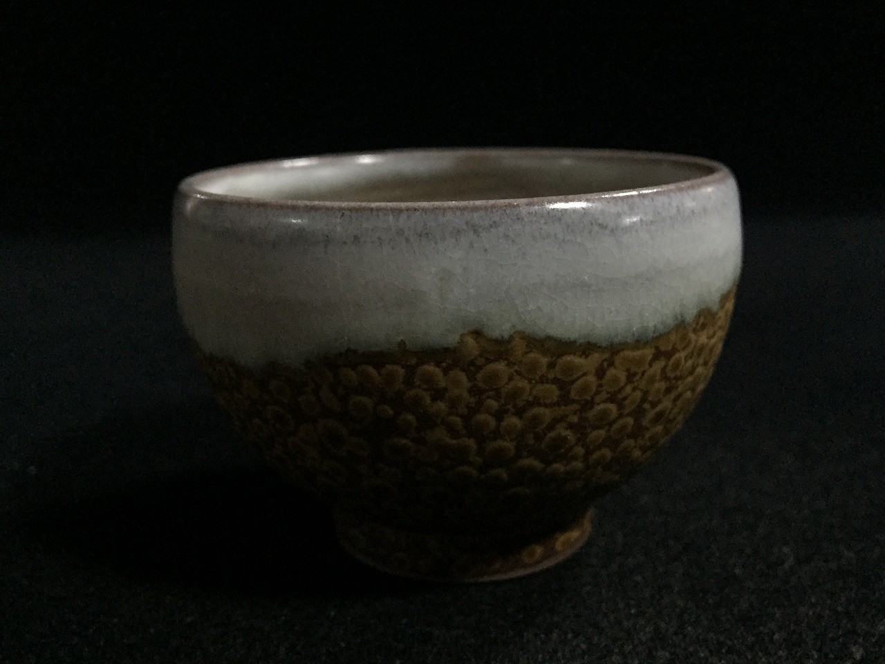 T0952 Vintage Kyoto Japan Sake Cup Oil Spot Spotted Glaze Pottery T0952 Vintage Kyoto Japan Sake Cup Oil Spot Spotted Glaze Pottery