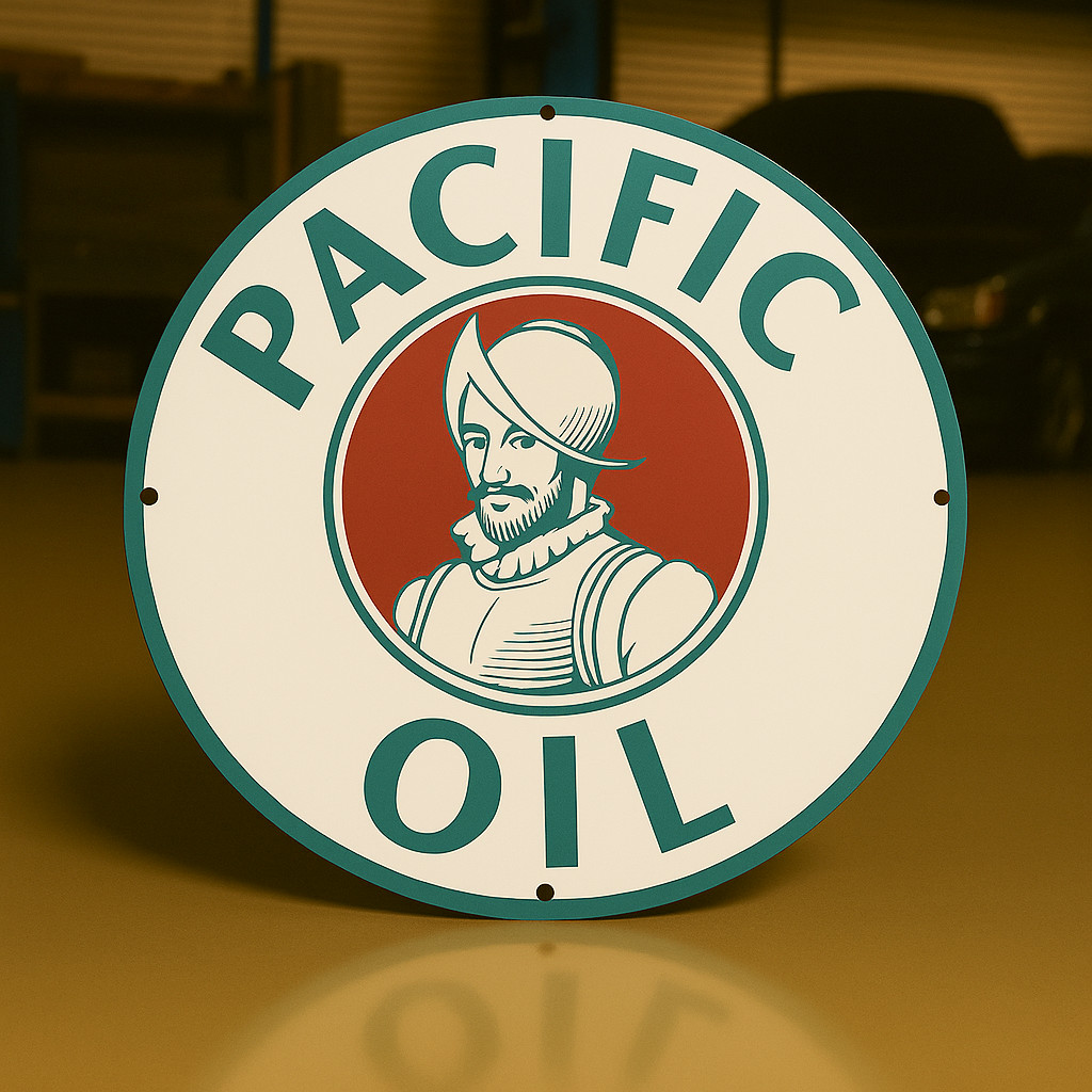 Vintage Pacific Oil Heavy Metal Sign XL    - 19.7" (50 cm)
