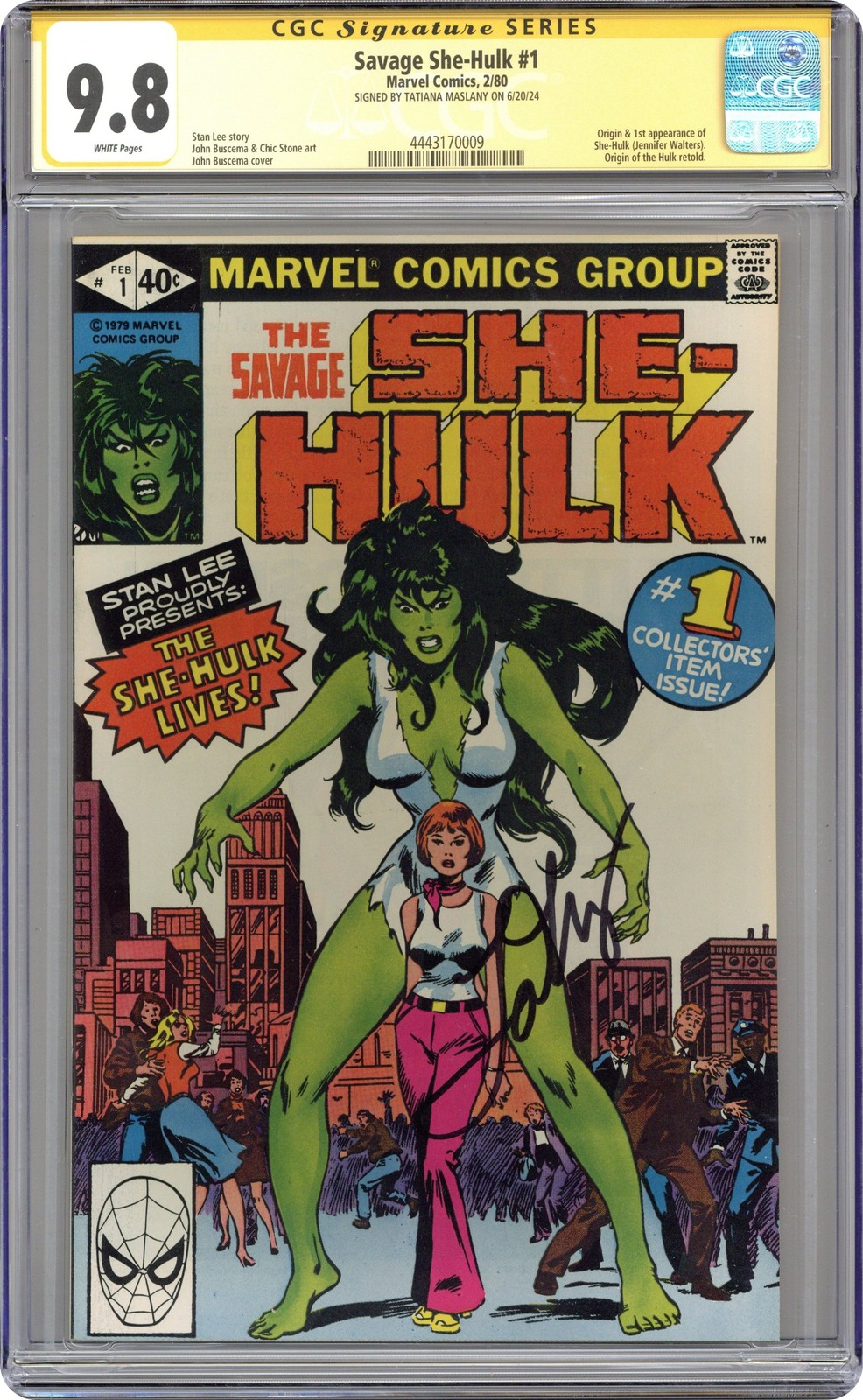 Savage She-Hulk 1D Direct Variant CGC 9.8 SS Maslany 1980 4443170009 Savage She-Hulk 1D Direct Variant CGC 9.8 SS Maslany 1980 4443170009