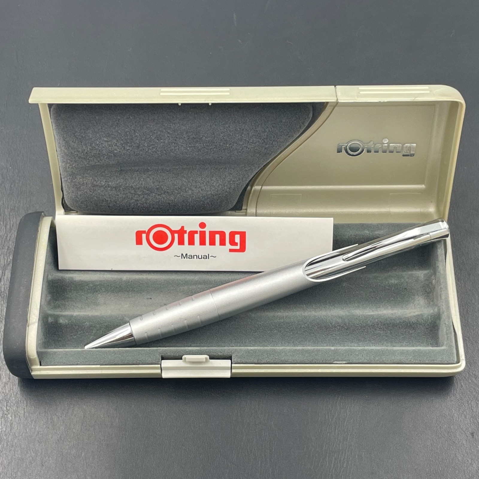 rOtring Initial Ballpoint Pen Silver Germany Boxed Manual Vintage rOtring Initial Ballpoint Pen Silver Germany Boxed Manual Vintage