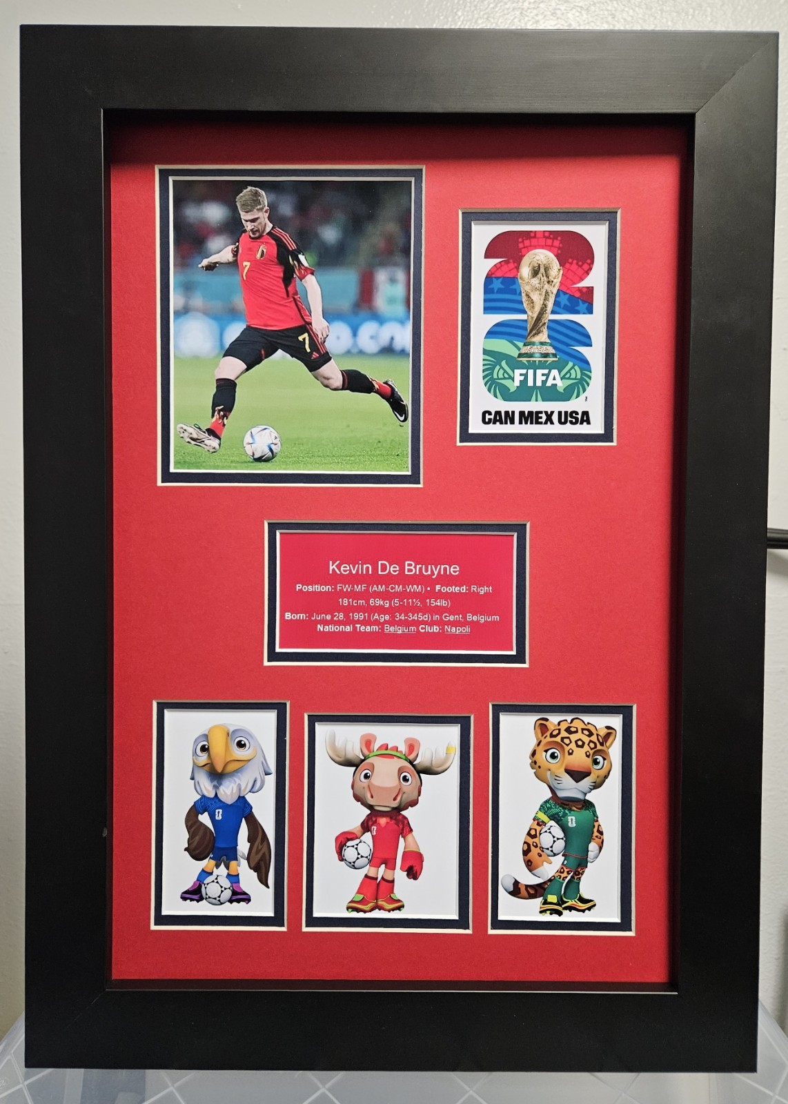 FIFA 2026 Kevin De Bruyne Belgium Collage Framed Printed Photo UNSIGNED. FIFA 2026 Kevin De Bruyne Belgium Collage Framed Printed Photo UNSIGNED.