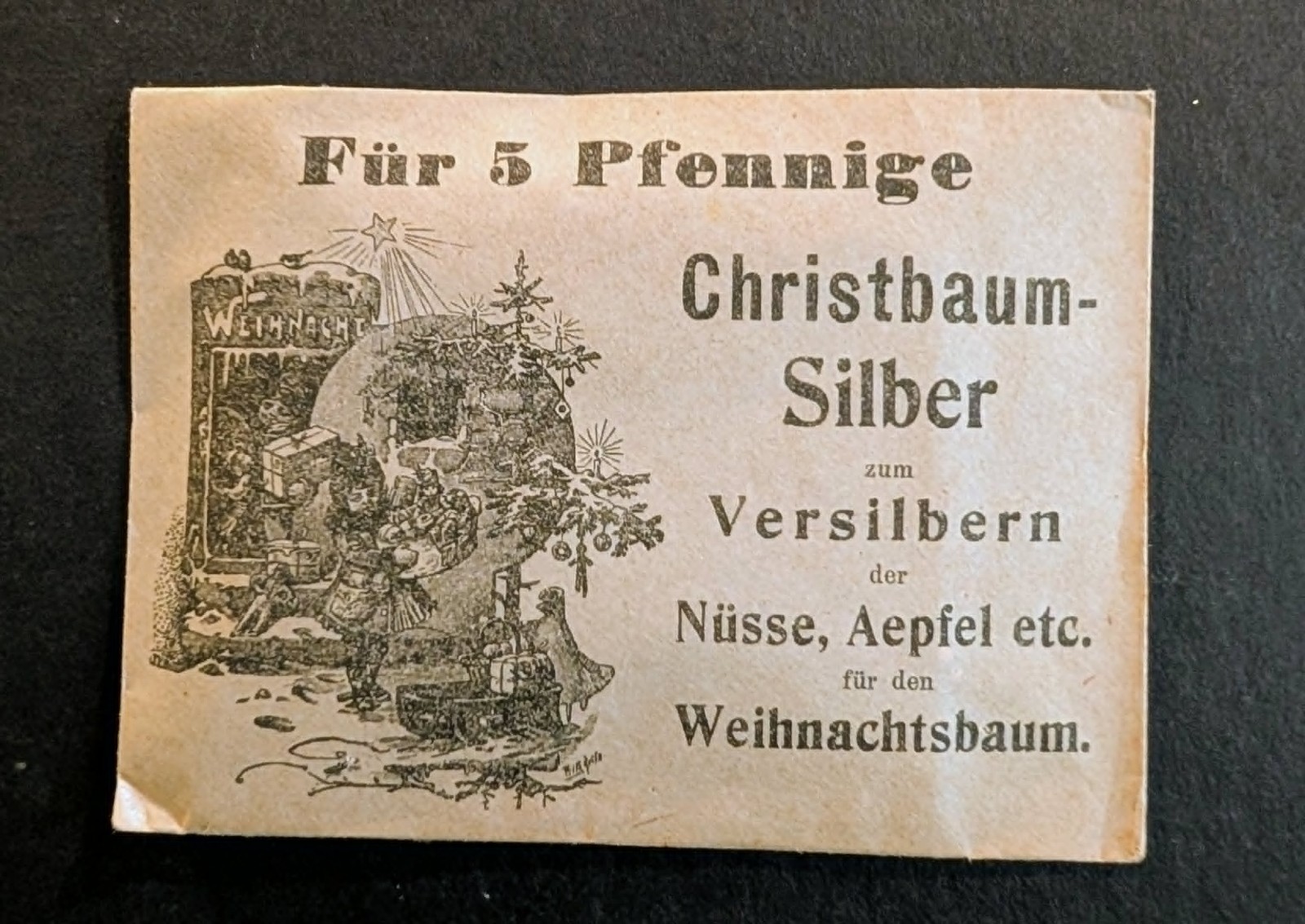 Antique 1900s German Christmas 5 Pfennige "Christbaum-Silber" Foil Leaf Packet Antique 1900s German Christmas 5 Pfennige "Christbaum-Silber" Foil Leaf Packet