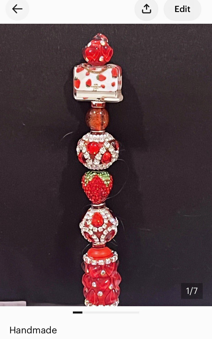 Coach Designer inspired strawberry themed purse focal fancy beaded pen Coach Designer inspired strawberry themed purse focal fancy beaded pen