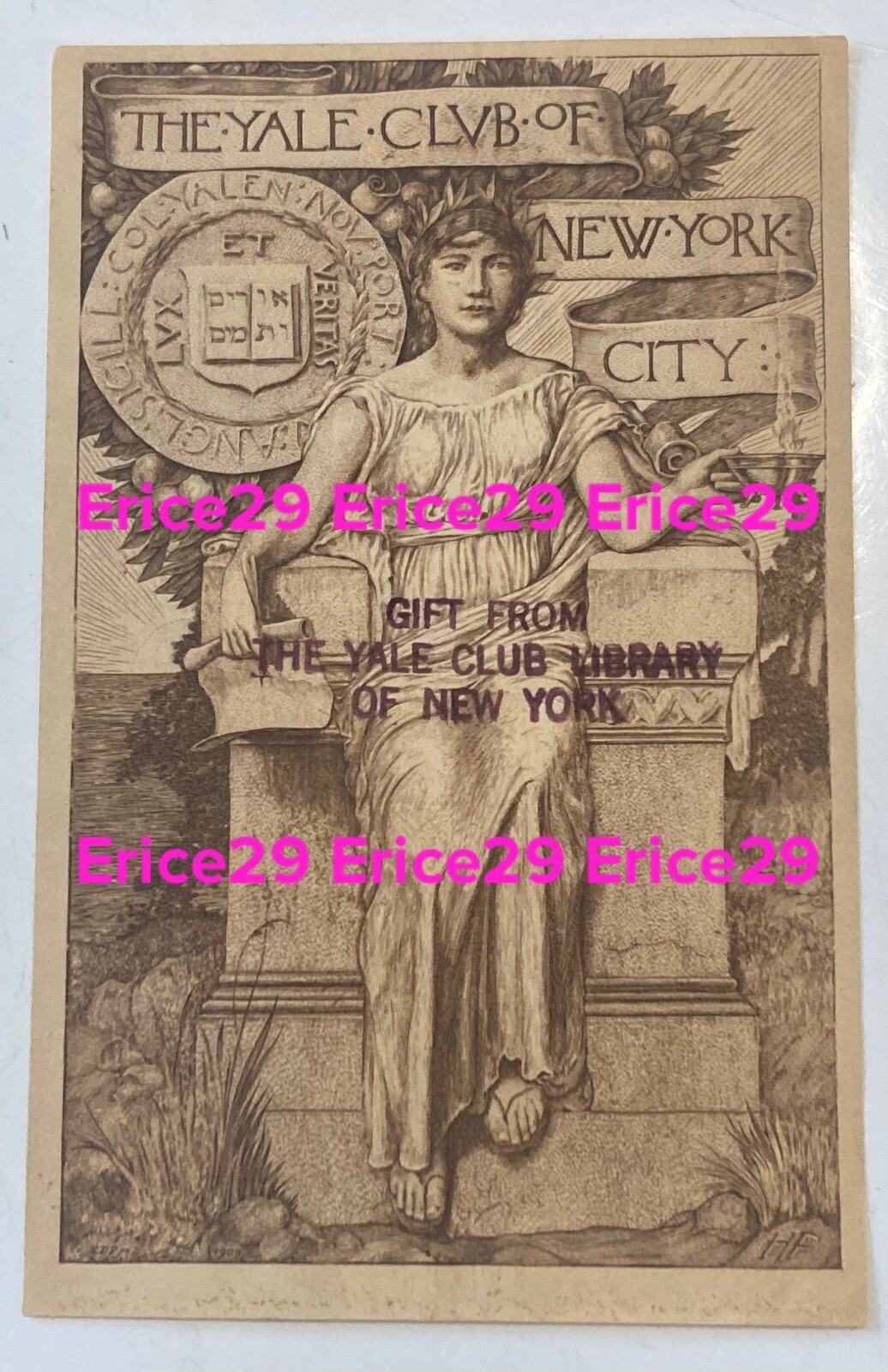 RARE The Yale Club of New York City 3.5” x 5” Bookplate Ivy League University RARE The Yale Club of New York City 3.5” x 5” Bookplate Ivy League University