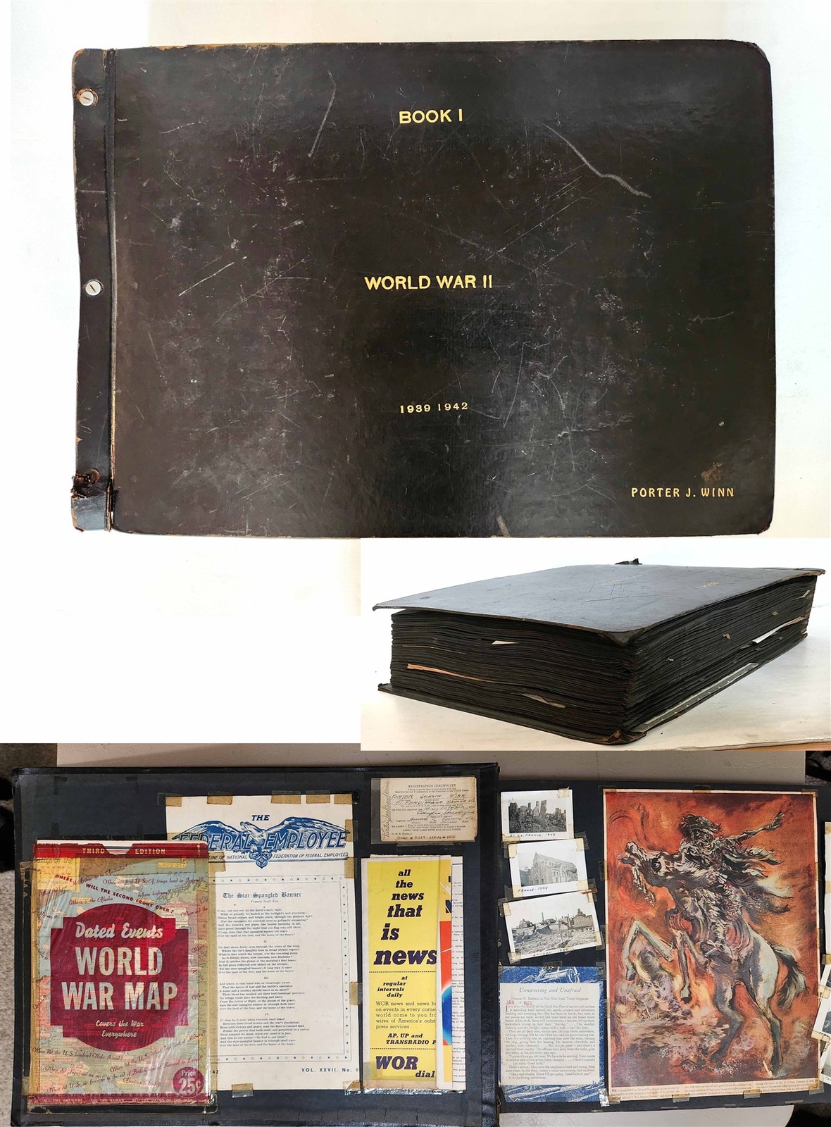 1939-42 vintage WWII SCRAPBOOK roanoke va PORTER J WINN 23lb NEWS PHOTOS history 1939-42 vintage WWII SCRAPBOOK roanoke va PORTER J WINN 23lb NEWS PHOTOS history