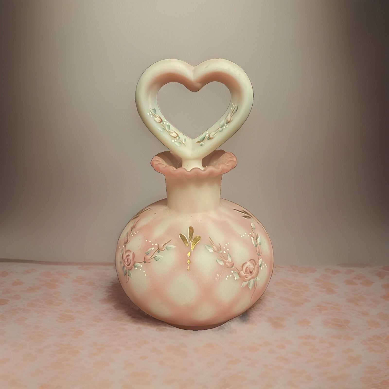 vintage Fenton Art Glass "Rose Trellis" Rosalene satin glass perfume bottle vintage Fenton Art Glass "Rose Trellis" Rosalene satin glass perfume bottle