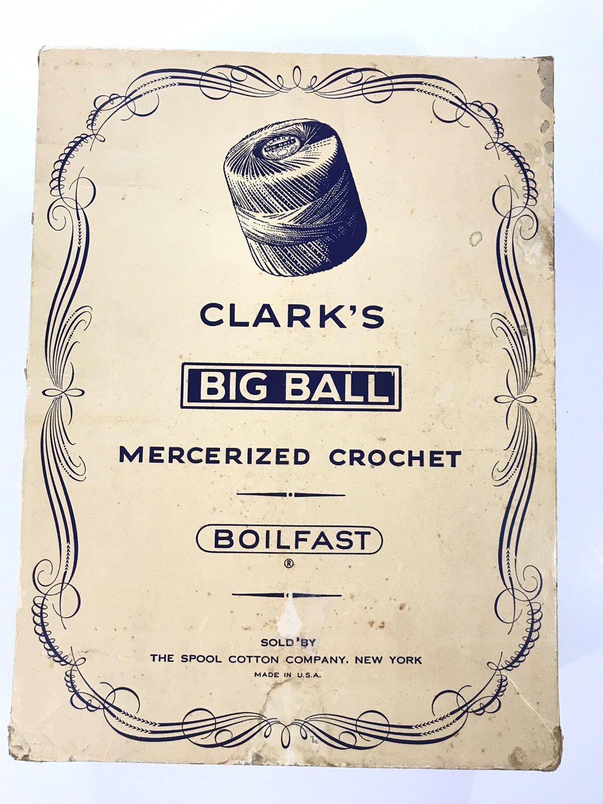 VTG 1950's ADVERTISING NOS Clarks Box Ecru 12 Big Balls Crochet Thread No.30 