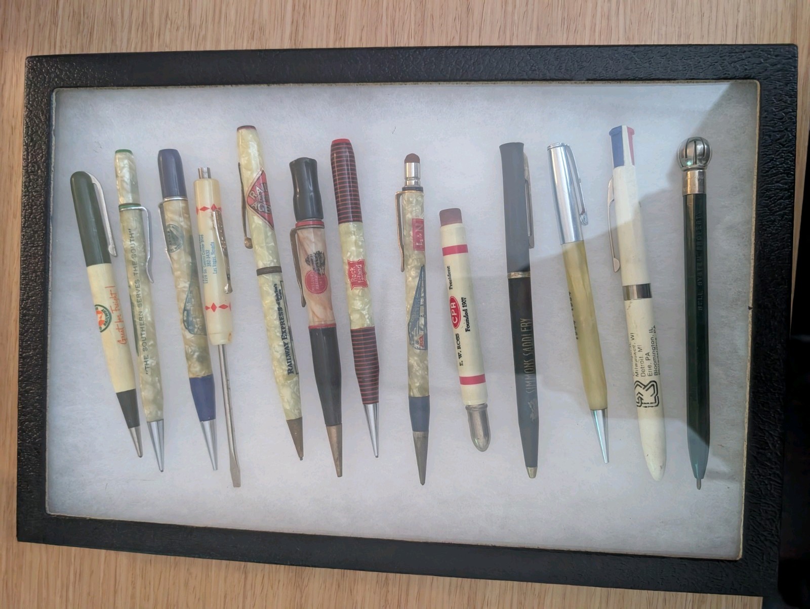 Railroad Mechanical Advertising Pencils Pens Pocket tool Vintage Rare lot w/case Railroad Mechanical Advertising Pencils Pens Pocket tool Vintage Rare lot w/case