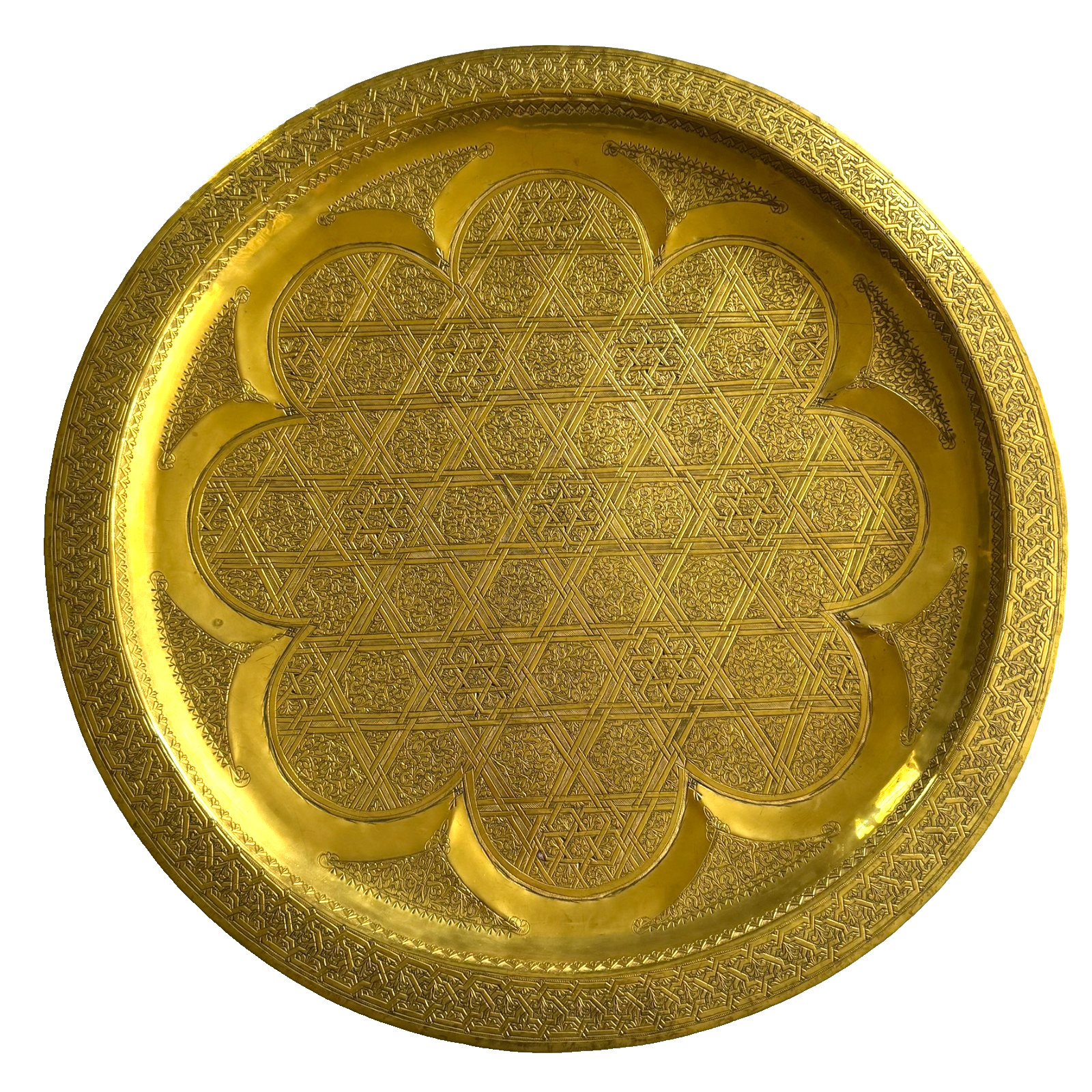 Vintage Large 25" Handmade Middle Eastern Brass Wall Tray Signed Melvin Pedinoff Vintage Large 25" Handmade Middle Eastern Brass Wall Tray Signed Melvin Pedinoff