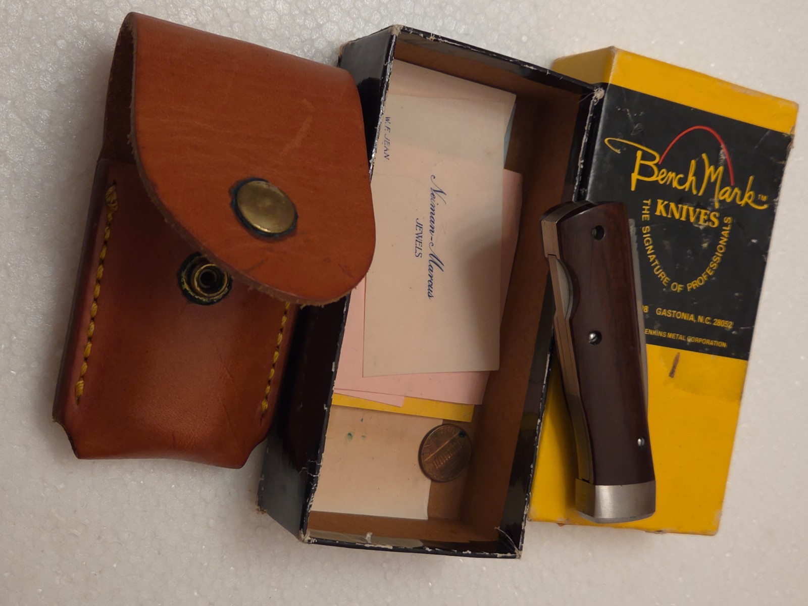 Bench Mark ROLOX Viper knife 1980's box paper NEIMAN MARCUSb wood handle sheath Bench Mark ROLOX Viper knife 1980's box paper NEIMAN MARCUSb wood handle sheath