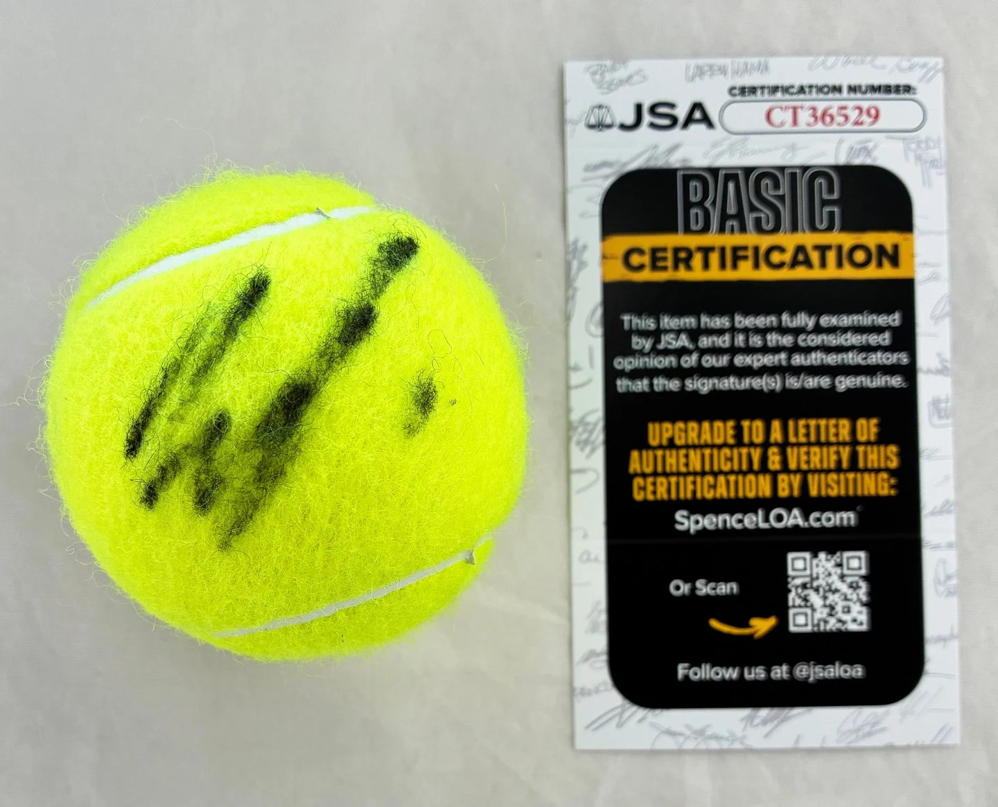 Ben Shelton Signed Tennis Ball JSA 3 COA Ben Shelton Signed Tennis Ball JSA 3 COA