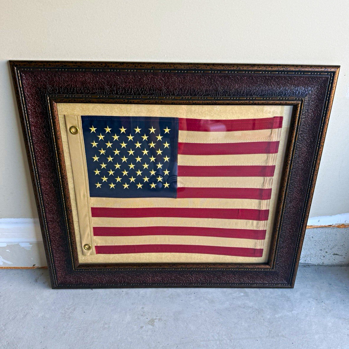 Vintage 1960’s Framed American Flag 50 Star Americana Primitive Decor Vintage 1960’s Framed American Flag 50 Star Americana Primitive Decor