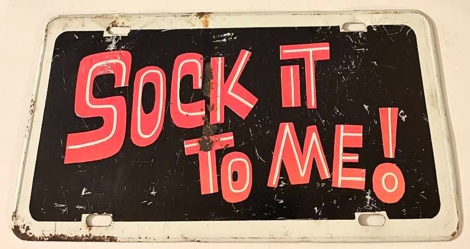 Vintage Sock It To Me Booster License Plate Classic Car Hot Rod Muscle Car Vintage Sock It To Me Booster License Plate Classic Car Hot Rod Muscle Car