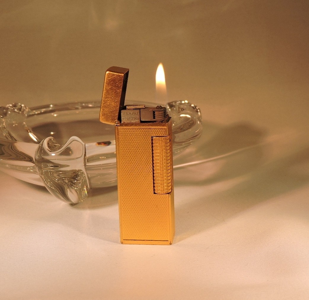 Vintage 1964 Dunhill Rollagas Lighter Barley Patern Gold Plated No Gold Loss