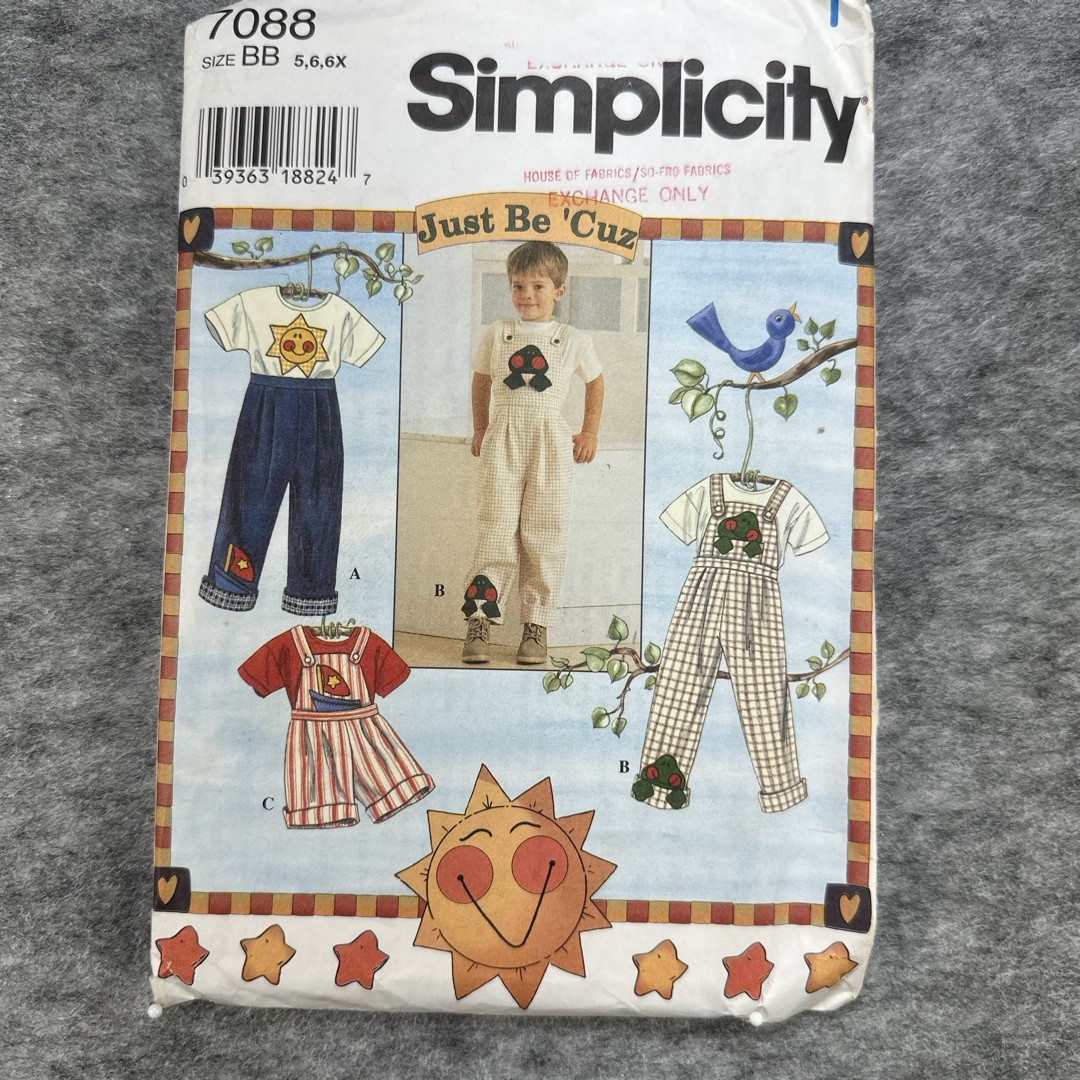 NEW Simplicity Sewing Pattern Childrens Size BB 5 6 6X Vintage Uncut Crafts NEW Simplicity Sewing Pattern Childrens Size BB 5 6 6X Vintage Uncut Crafts