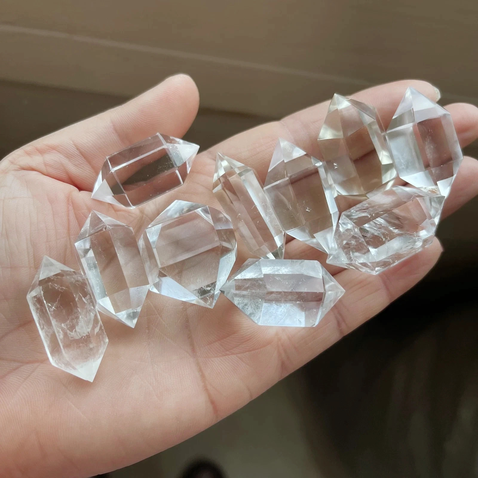 10pcs Natural clear quartz obelisk crystal double wand point healing 30-45mm 10pcs Natural clear quartz obelisk crystal double wand point healing 30-45mm
