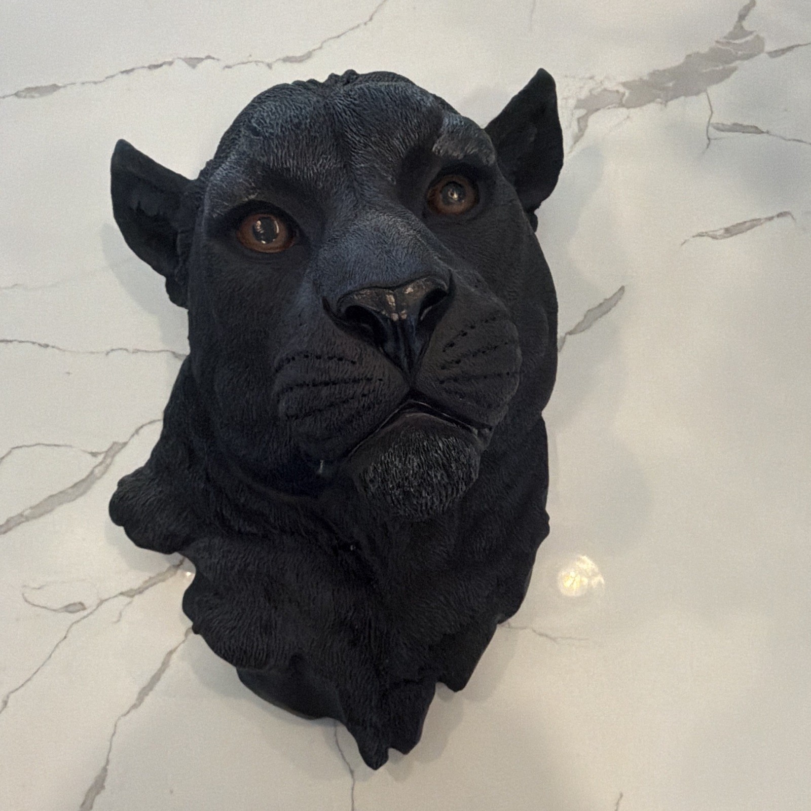 16" Large Black Panther Head Wall Mount Statue Bust Resin Faux Taxidermy Decor