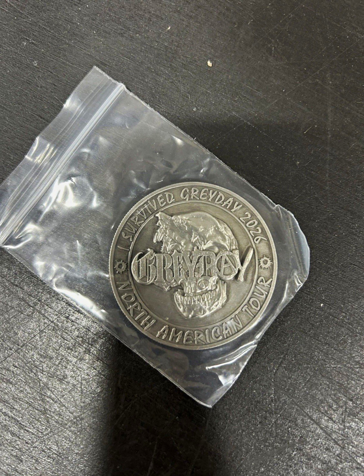 GREYDAY Metal Coin Medallion Greyday 2024 North American Tour Milwauke Wisconsin GREYDAY Metal Coin Medallion Greyday 2024 North American Tour Milwauke Wisconsin