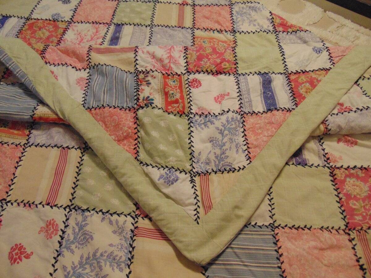 vintage 1990's handcrafted embroidered feather stitched PATCHWORK QUILT duvet vintage 1990's handcrafted embroidered feather stitched PATCHWORK QUILT duvet