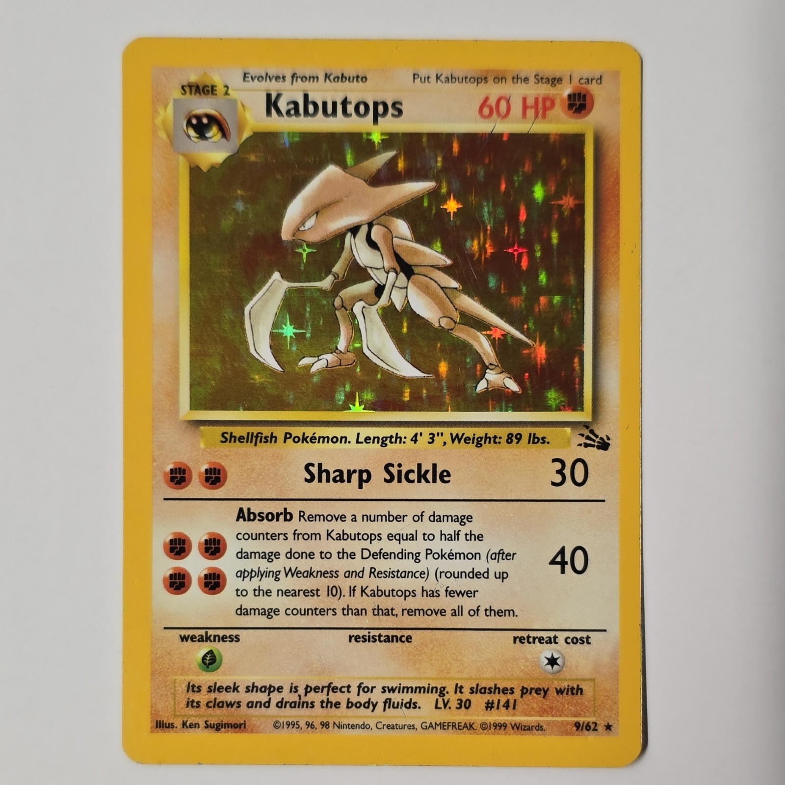 Kabutops 9/62 Fossil Holo Rare 1999 WOTC Pokemon TCG English Vintage Card HP Kabutops 9/62 Fossil Holo Rare 1999 WOTC Pokemon TCG English Vintage Card HP