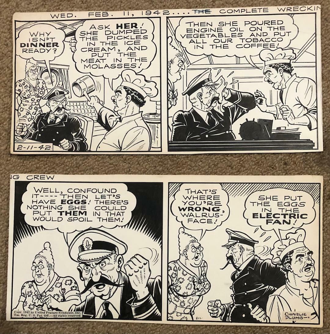 1942 Charlie Plumb Original Ella Cinders Newspaper Comic Strip Ink Art 1942 Charlie Plumb Original Ella Cinders Newspaper Comic Strip Ink Art