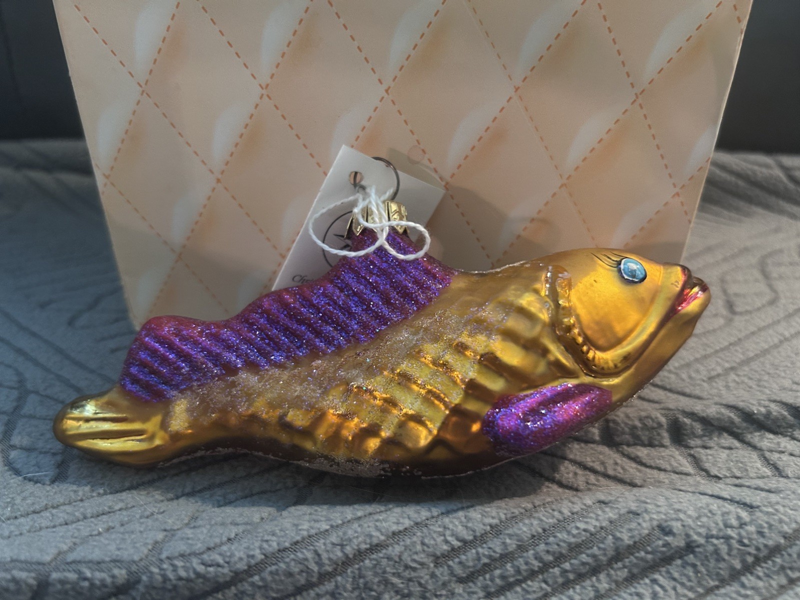 1997 Christopher Radko Goldie Fish Gold Purple Glass Christmas Ornament U313AQ 1997 Christopher Radko Goldie Fish Gold Purple Glass Christmas Ornament U313AQ