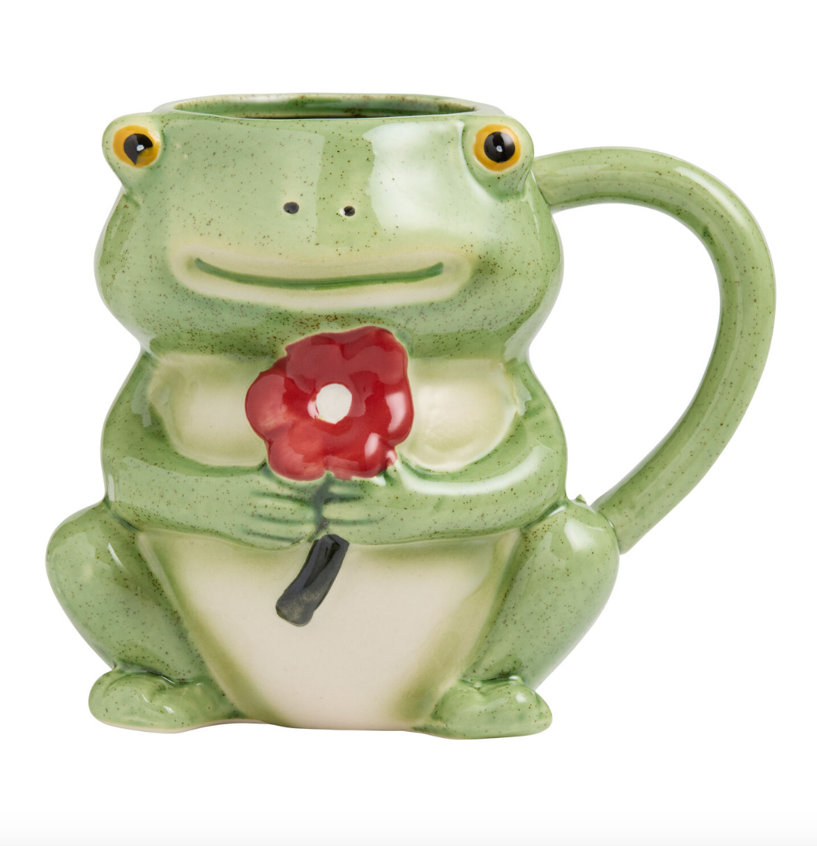 Frog Figural Ceramic Mug 14 oz Hand Painted Flower Coffee Cup Cottagecore Frog Figural Ceramic Mug 14 oz Hand Painted Flower Coffee Cup Cottagecore