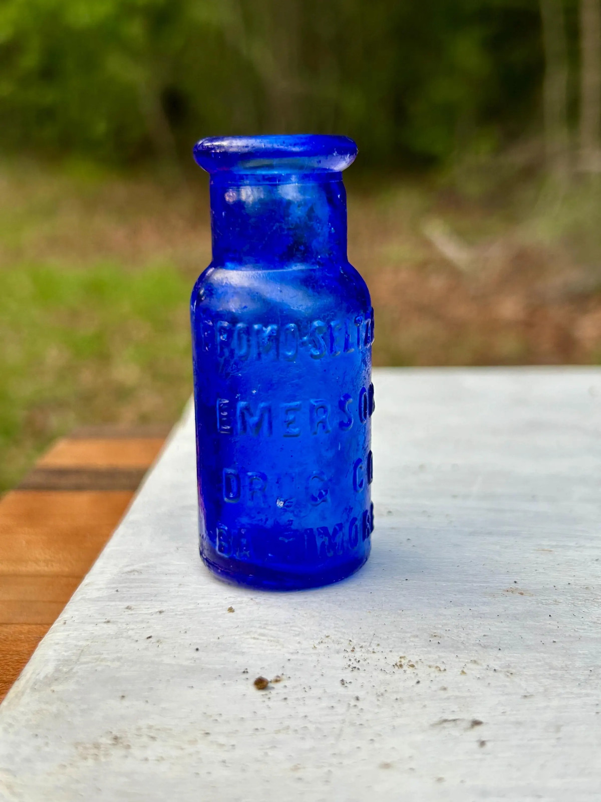 Vintage Bromo-Seltzer Bottle Cobalt Blue Emerson Drug Co Embossed Medicine Vintage Bromo-Seltzer Bottle Cobalt Blue Emerson Drug Co Embossed Medicine