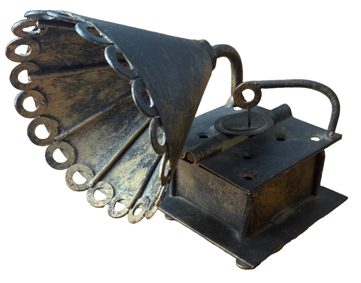 Vintage Spanish Iron Ashtray Gramophone Removable Ash Box Novelty Made in Spain