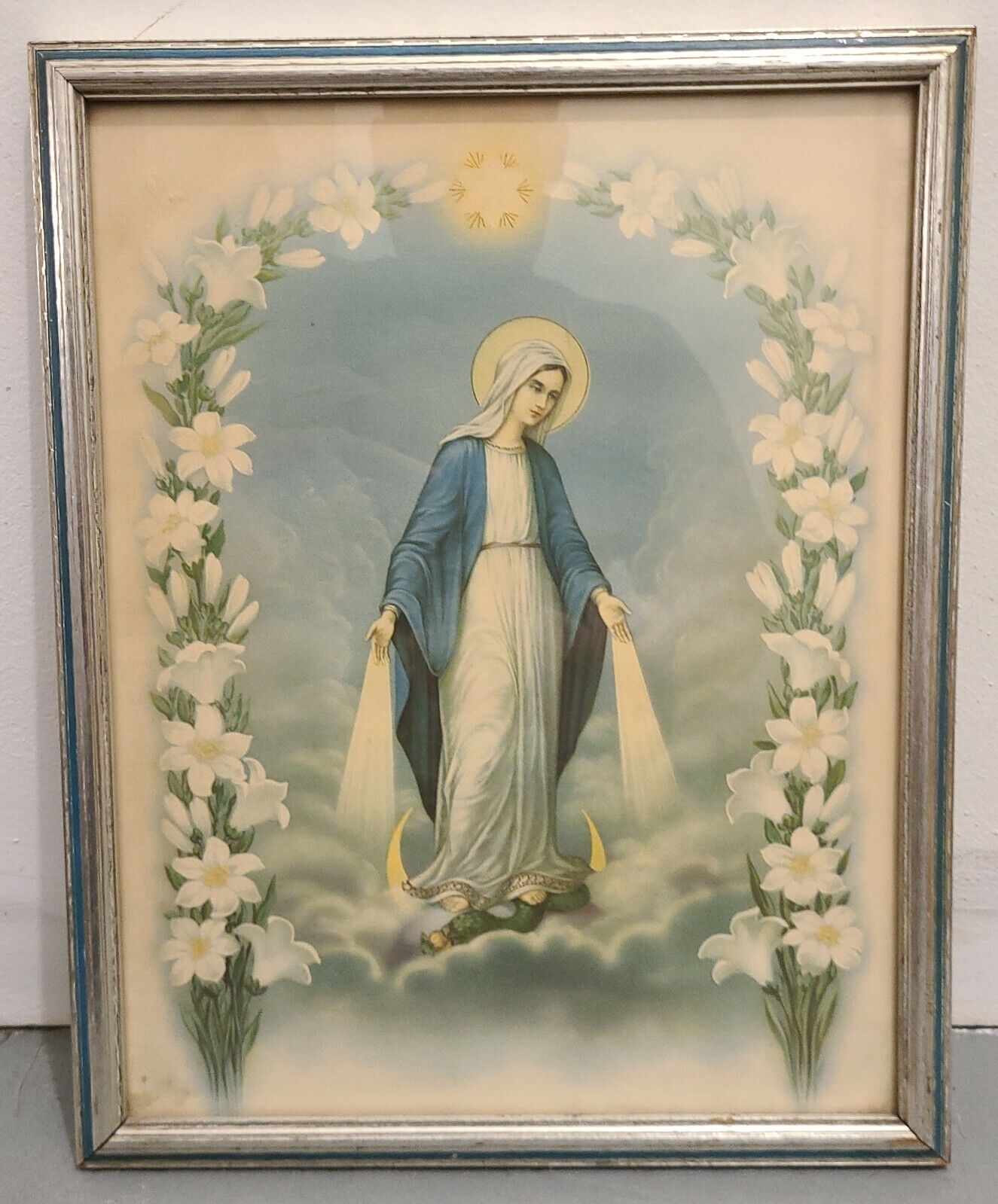 Vintage Blessed Virgin Mary Framed Print 12 x 15\